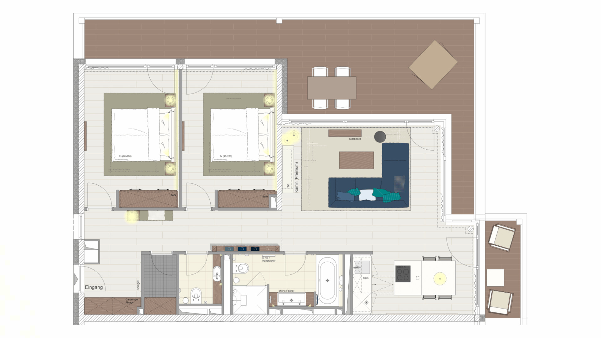 Grundriss der Anker Penthouse Suite
