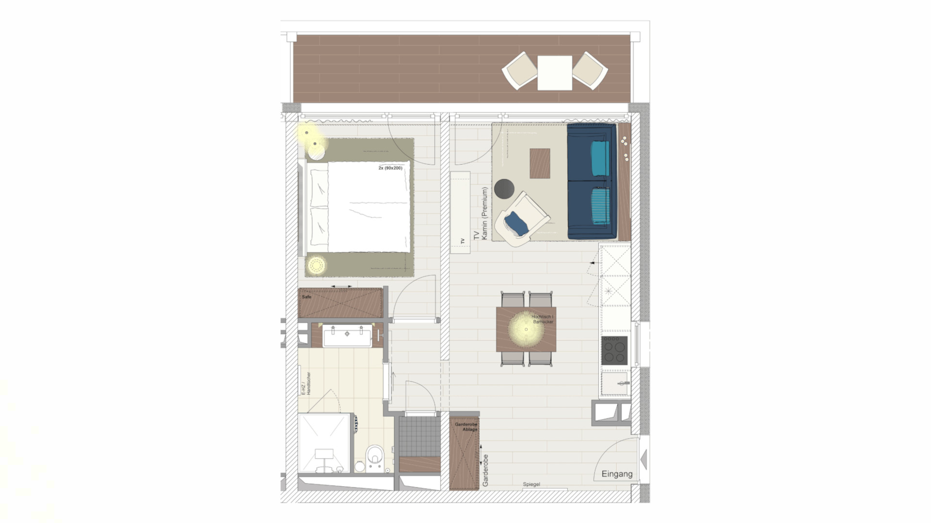 Grundriss des Aurora Appartements