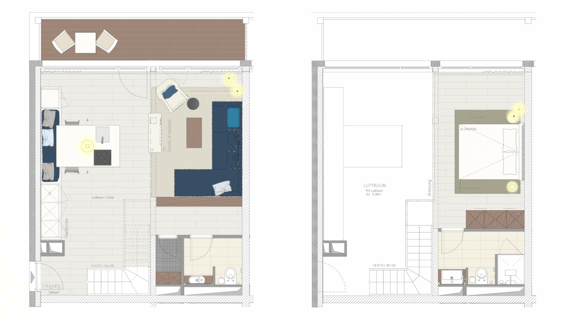 Grundriss der Kompass Maisonette Suite